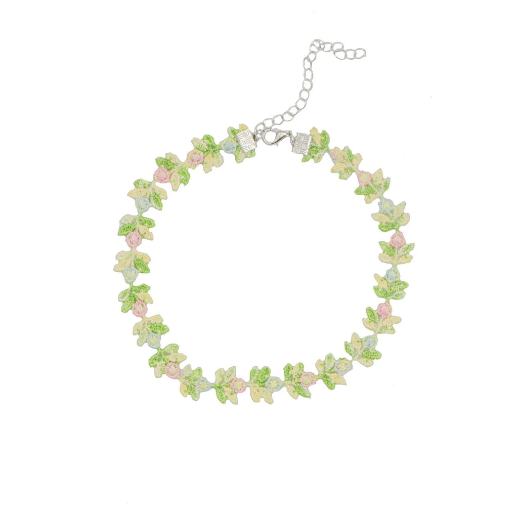 Cute Green Flower Choker Necklace