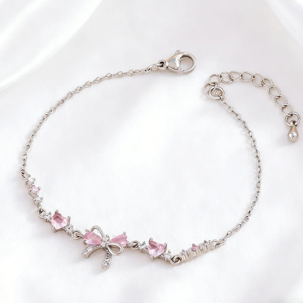 Sweet Heart Bow Ring Necklace & Bracelet