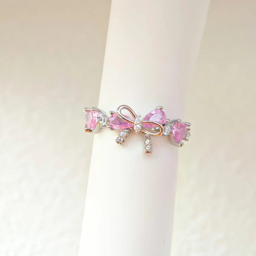 Sweet Heart Bow Ring Necklace & Bracelet