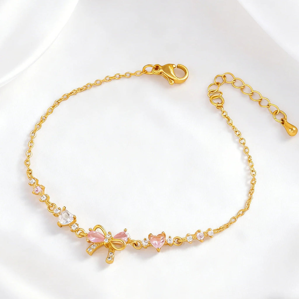 Sweet Heart Bow Ring Necklace & Bracelet