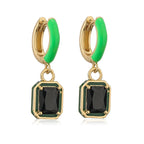 Rainbow Colorful Enamel Hoop Earrings