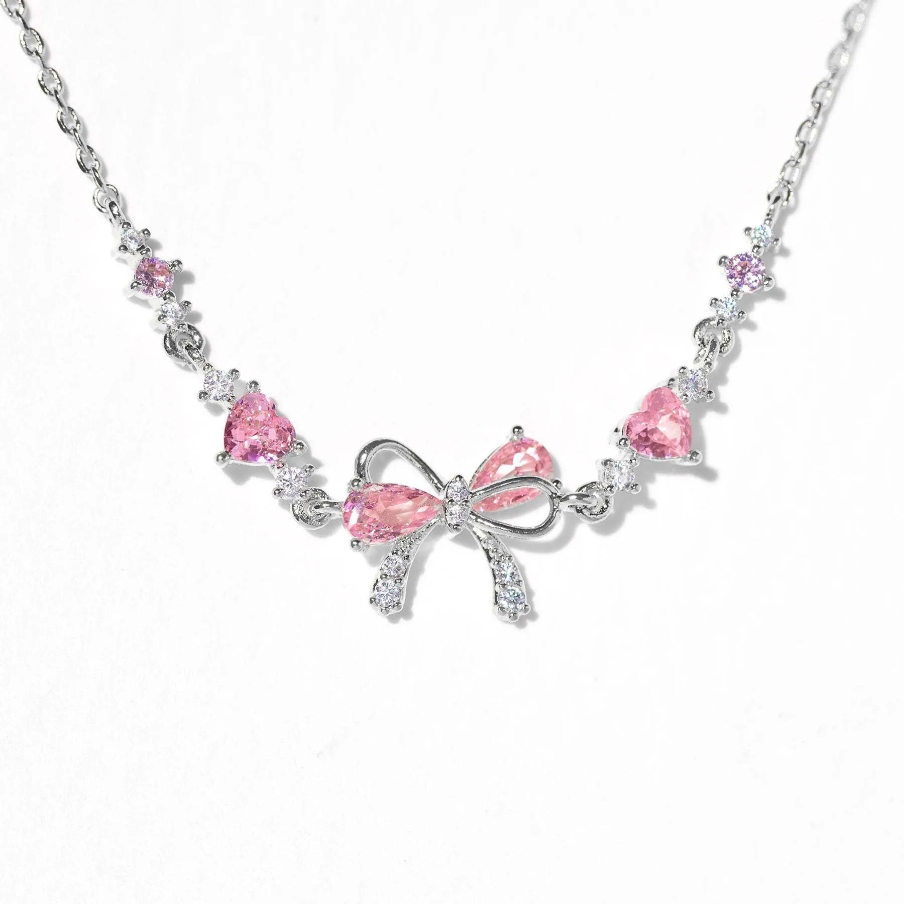 Sweet Heart Bow Ring Necklace & Bracelet