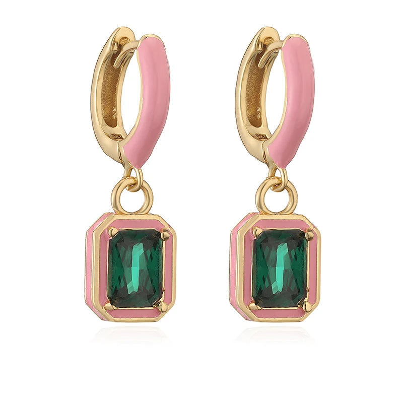 Rainbow Colorful Enamel Hoop Earrings