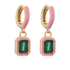 Rainbow Colorful Enamel Hoop Earrings