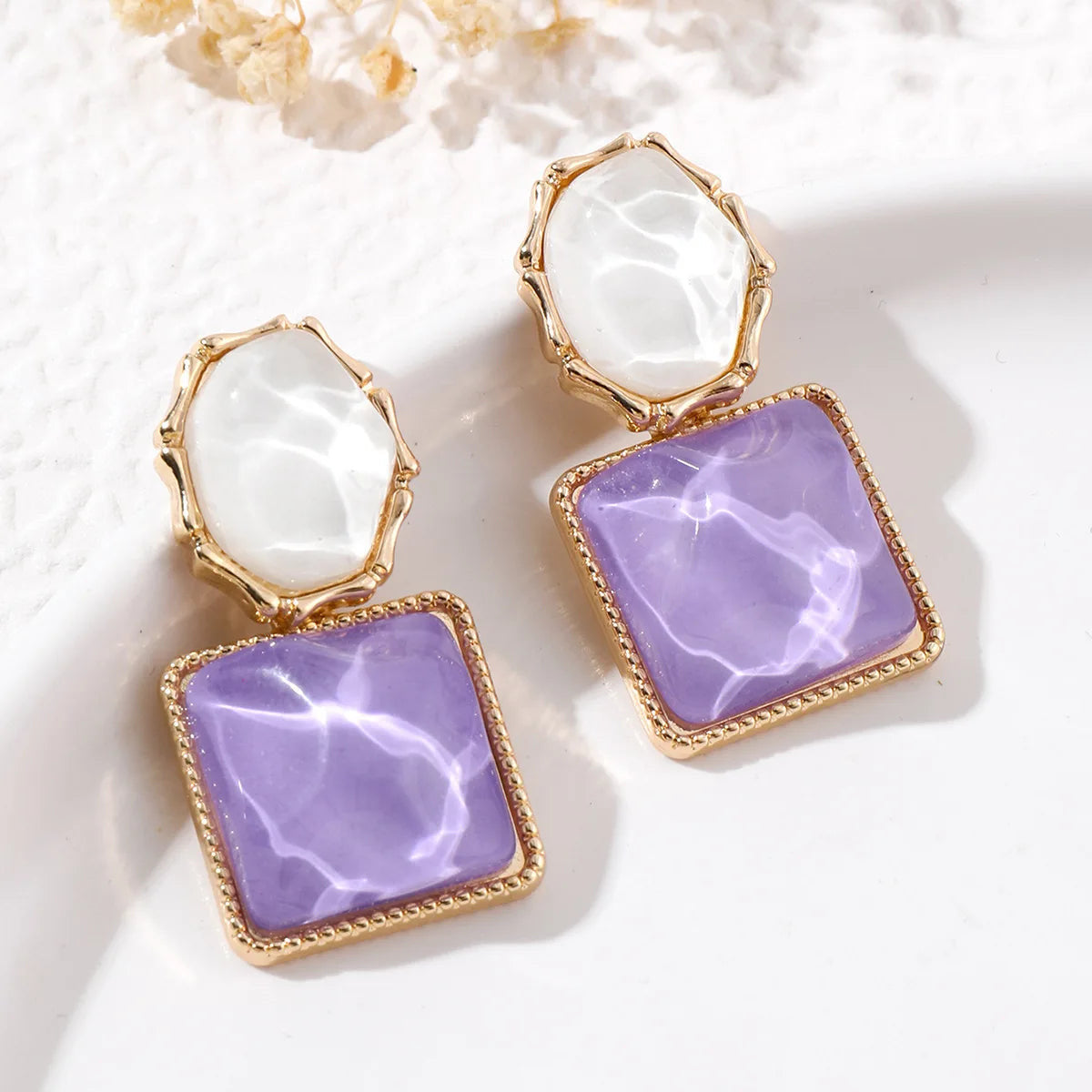 French Elegant Stone Earrings