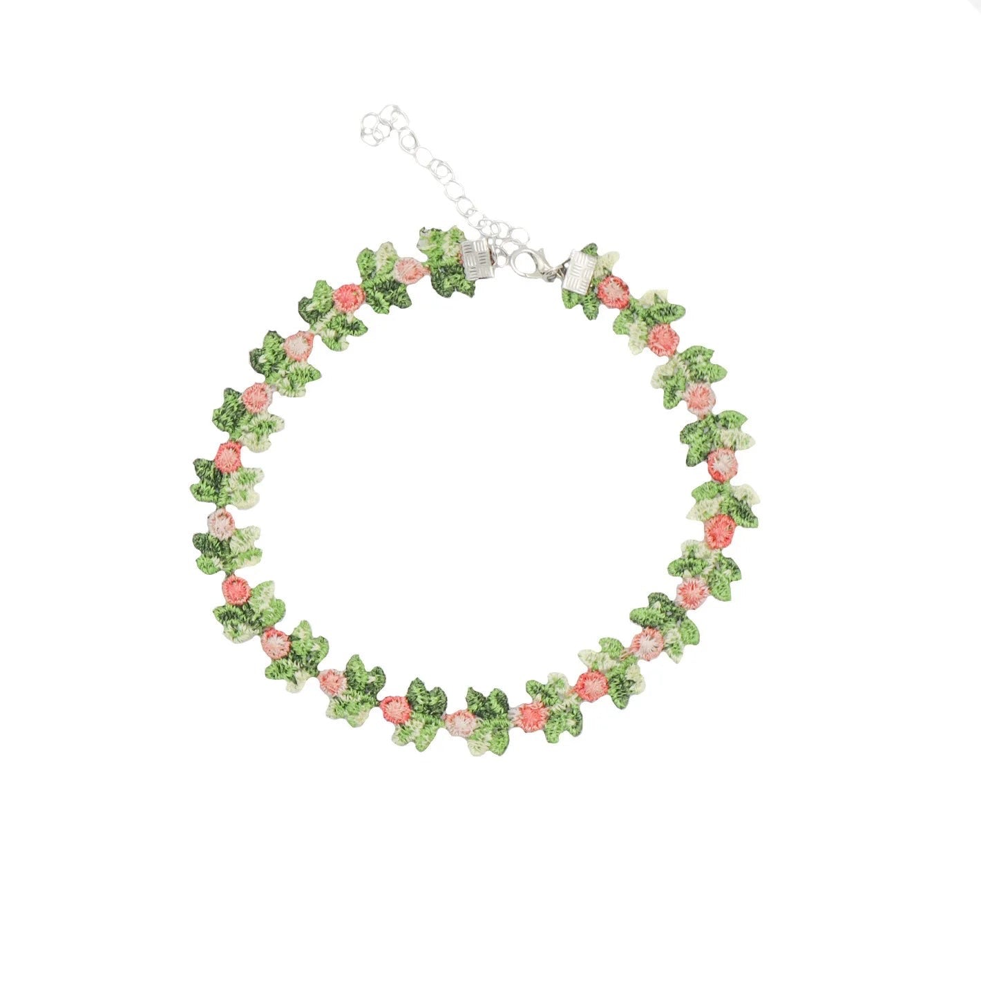 Cute Green Flower Choker Necklace