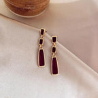 S925 Retro Wine Red Drop Earrings
