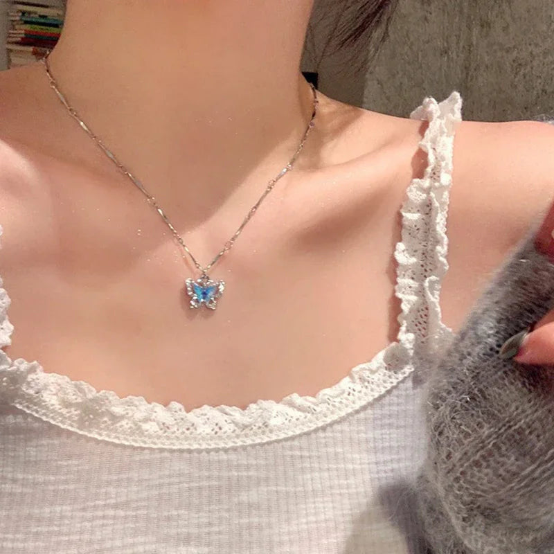 Romantic Blue Butterfly Necklace