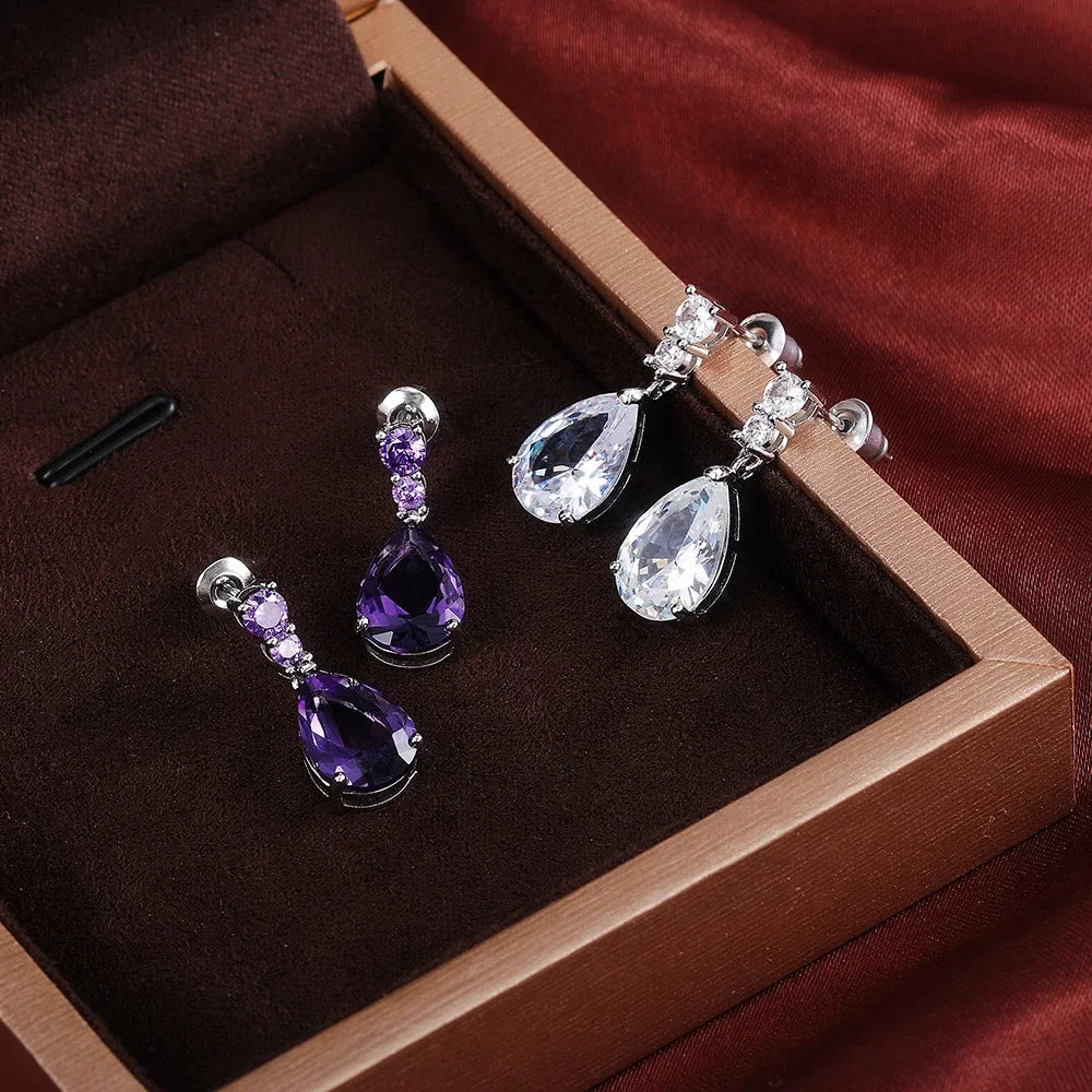 Elegant CZ Teardrop Earrings