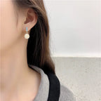 Geometric Rectangle & Round Enamel Dangle Earrings