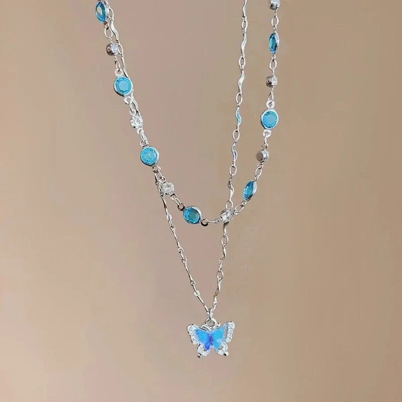 Romantic Blue Butterfly Necklace