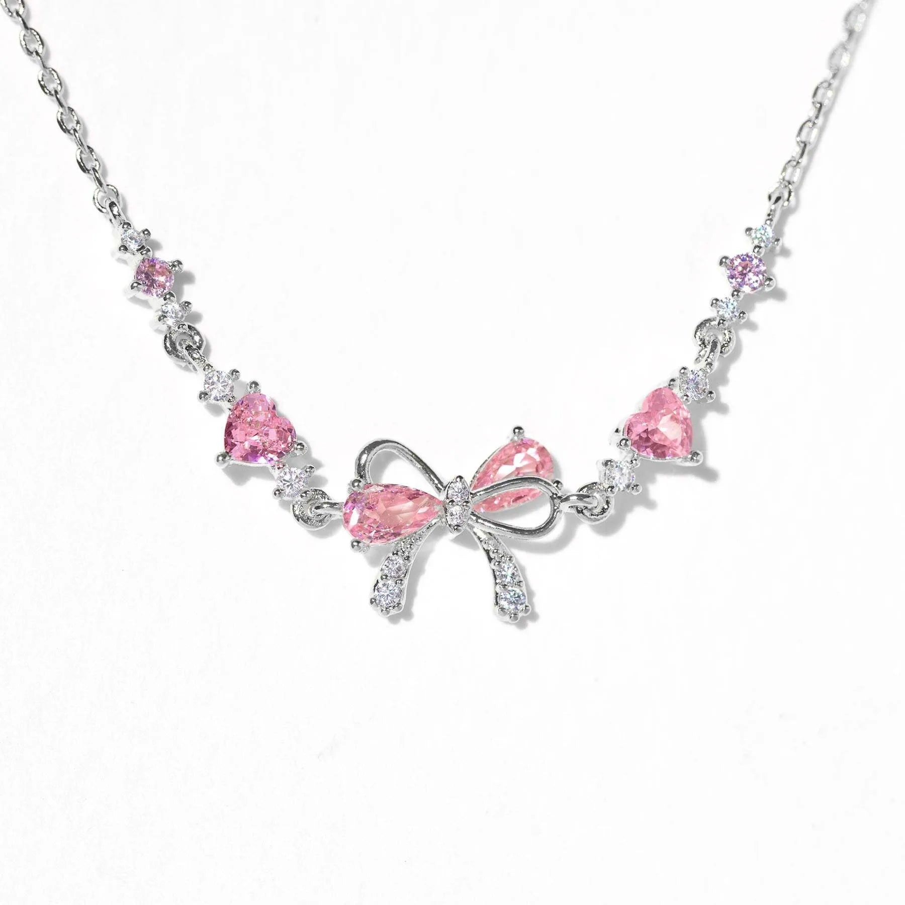 Sweet Heart Bow Ring Necklace & Bracelet