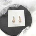Geometric Rectangle & Round Enamel Dangle Earrings