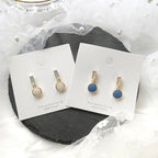 Geometric Rectangle & Round Enamel Dangle Earrings