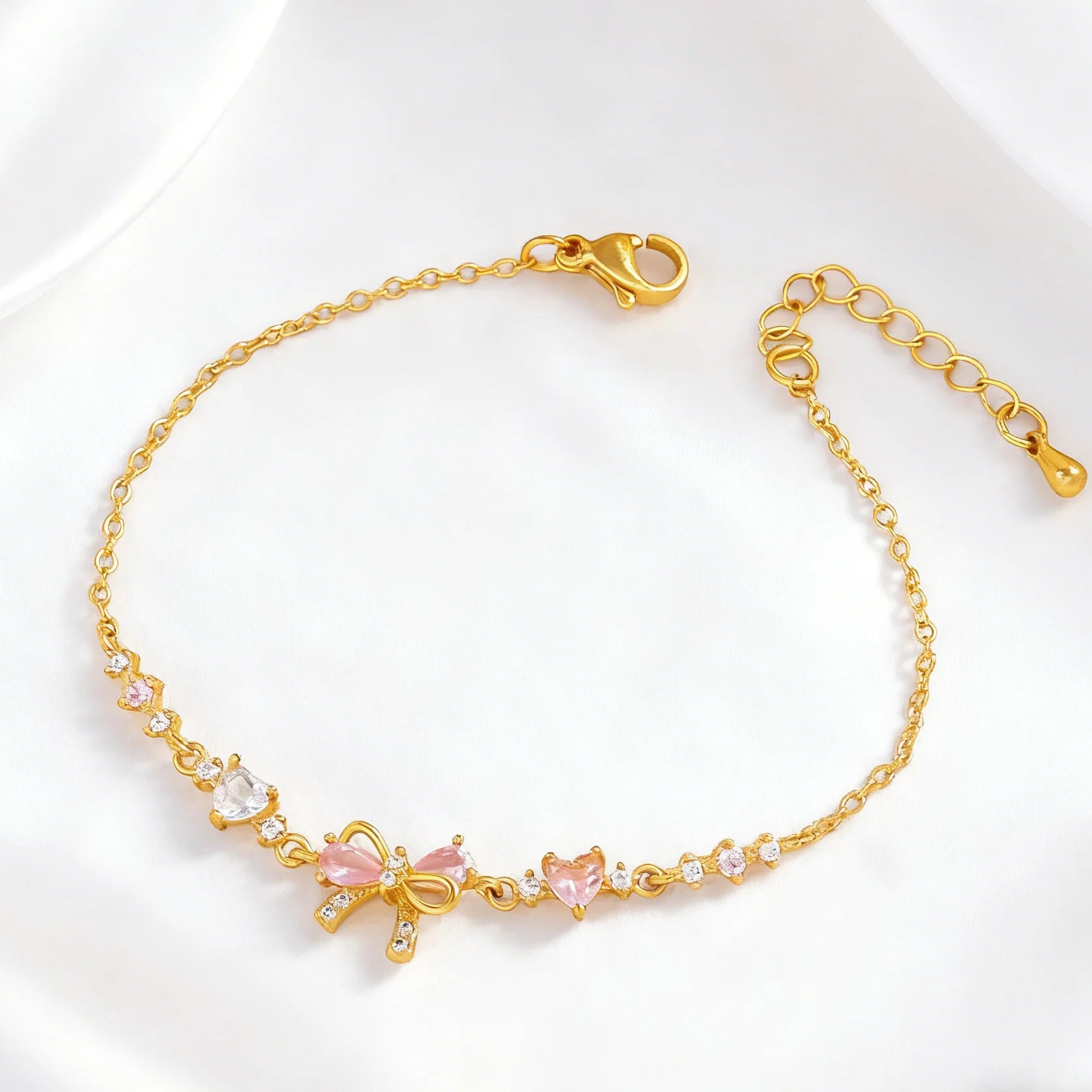 Sweet Heart Bow Ring Necklace & Bracelet