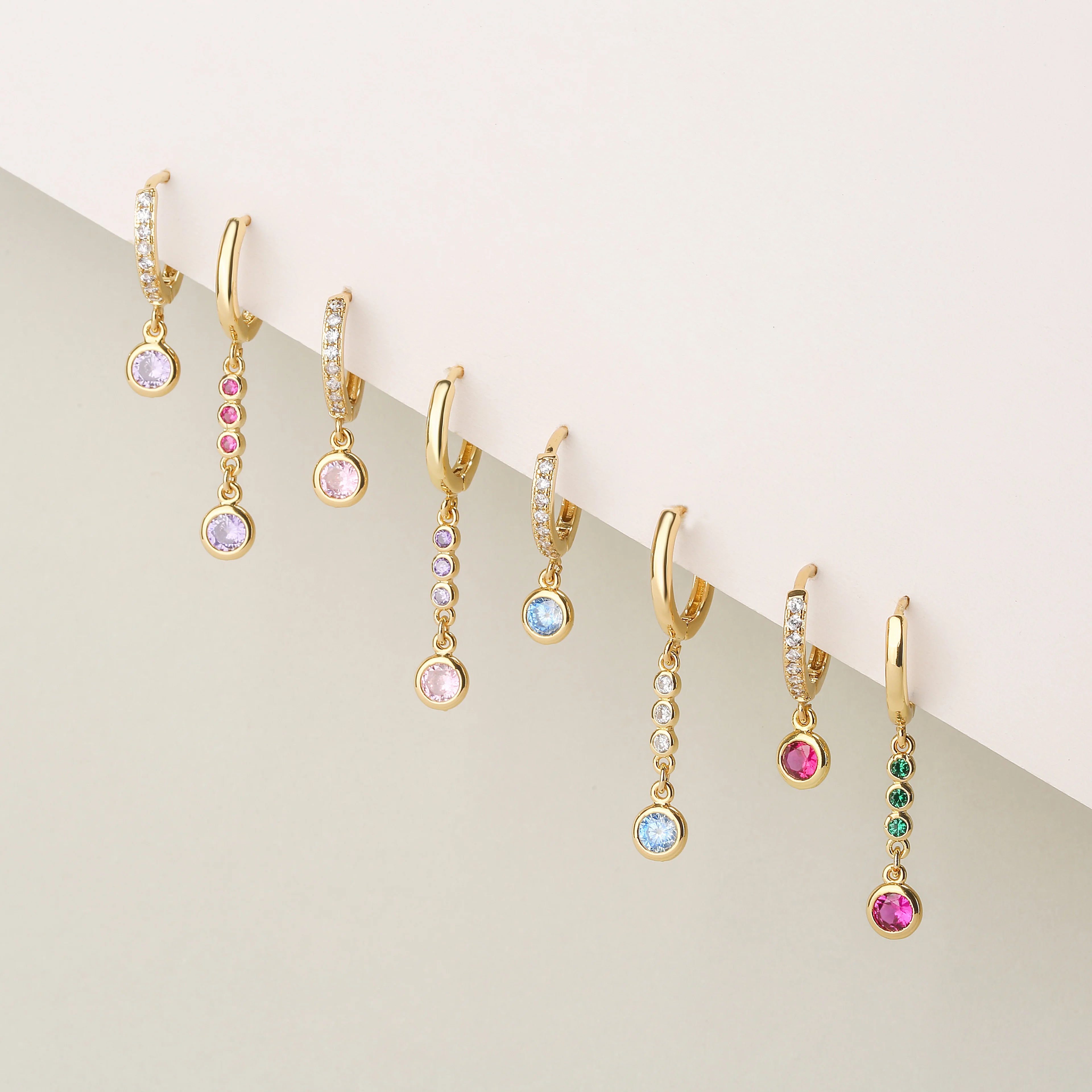 CZ Small Hoop Stud Earrings