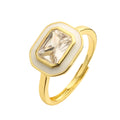 Enamel Zircon Rectangle Ring