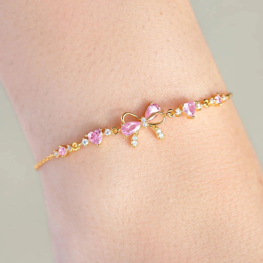 Sweet Heart Bow Ring Necklace & Bracelet