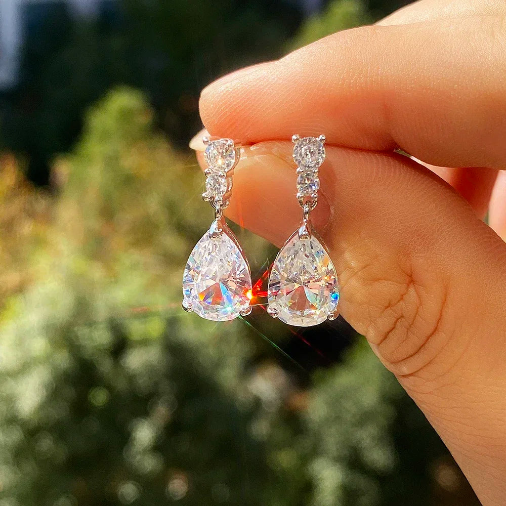 Elegant CZ Teardrop Earrings